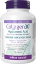 Webber Naturals Collagen30, Hyaluronic Acid, Bioaktif Collagen,, 180 Tabletler, Eye Wrinkles ve Fine Face Line'ı Az GMOS