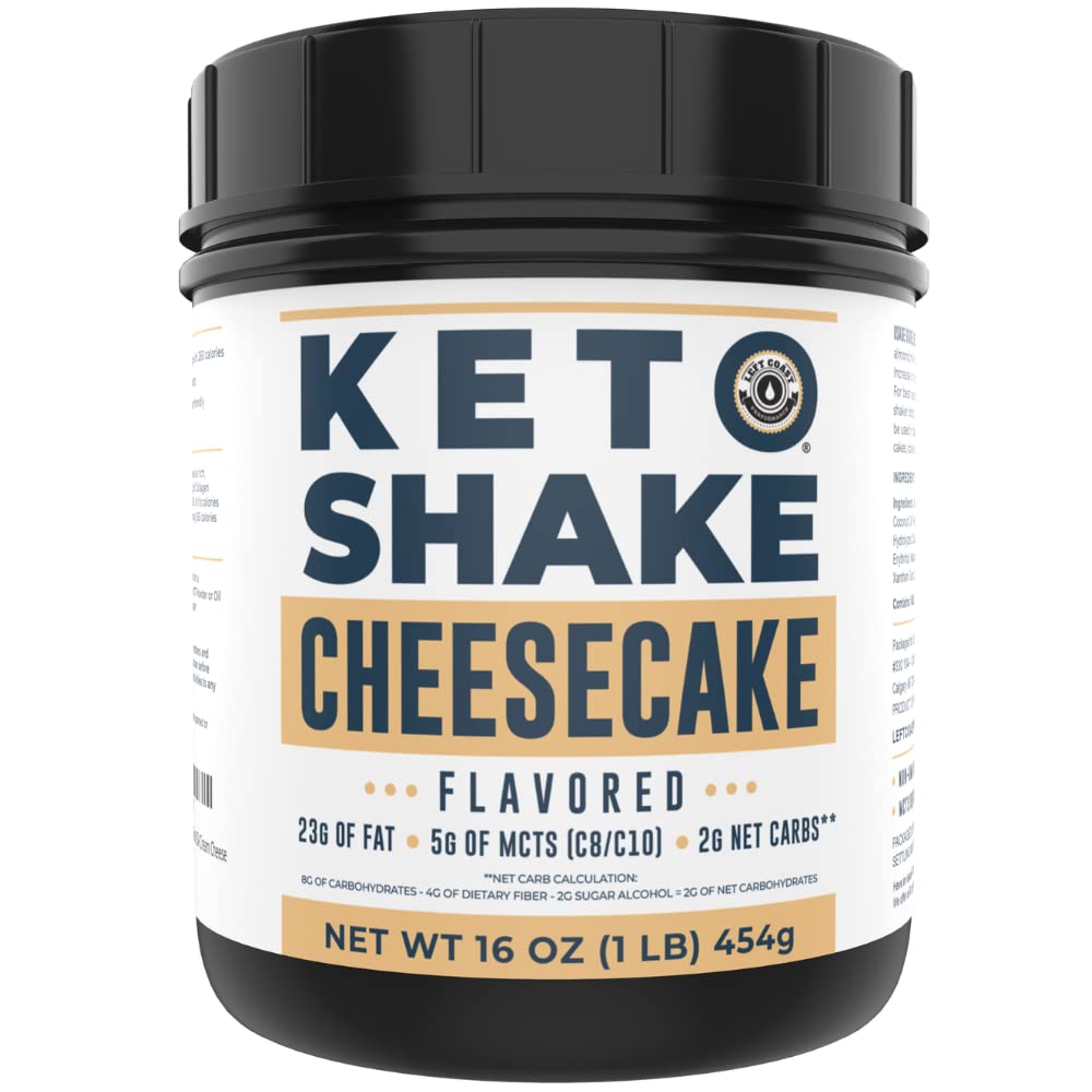 16oz Cheesecake Keto Meal Yenileme Shake - Low Carb Keto Protein Toz Mix, High Fat Protein Coconut Oil Toz, Collagen Peptides ve Real USA Cream Cheese - 2 Net Carbs