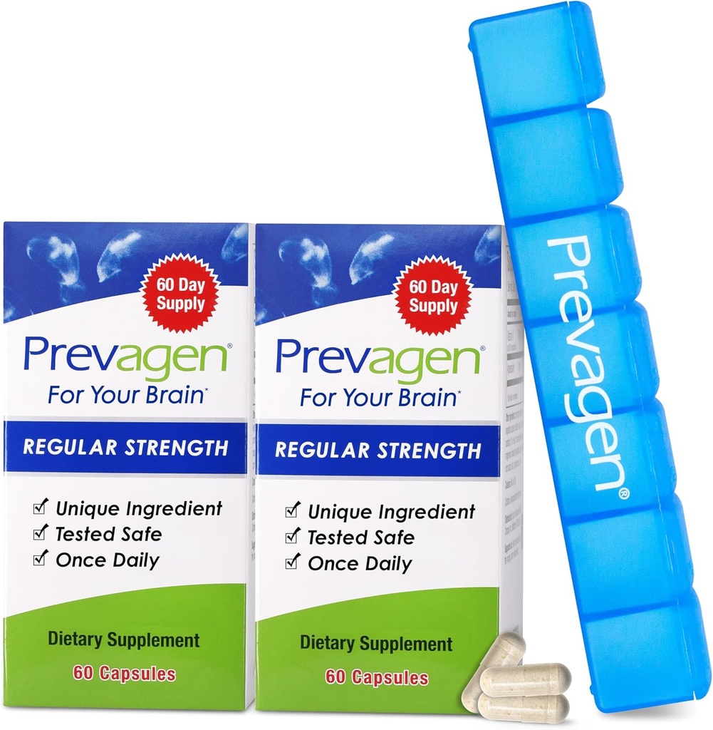 Prevagen Regular Strength - 120 Capsules (4 Ay Supply) | Beyniniz için formüle edildi | Apoaequorin Plus Vitamin D3 ile 7 Günlük Pill Minder