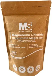 Cloruro de Magnesio 100% Καθαρό Χλωριούχο Μαγνήσιο Τροφίμων Βαθμός 300 γραμμάρια Βρώσιμο Μαγνήσιο Εξαιρετικά απορροφήσιμο για καθημερινή χρήση ως συμπλήρωμα ή Μαγνήσιο Λάδι έως 600 Σερβίρεις 10.58 Oz