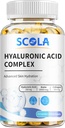 SCOLA Hyaluronic Acid Capsules - 250 mg HA + 10.000mcg Biotin, 60 Vegan Capsules | Deep Hydration, Hair & Nail Support | Non-GMO Formula