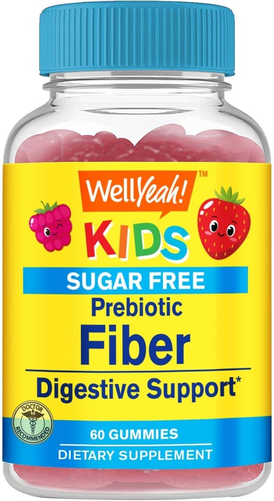 WellYes Sugar Free Fiber Gummies for Kids (4g) / Digestive Supprt |Probiyotik Fiber Supplement | 60 Count