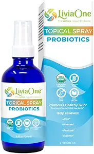 LiviaOne USDA Organic Topical Probiyotiks for Skin Health | Lactobacillus Acidofilius Probiyotik | Gut Health & Immune Support Supplement | Vegan | Non-GMO | Gluten Free | 4 Fl Oz