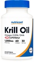 Nutricost Krill Oil 1000 mg, 60 Softgels - Omega-3 EPA-DHA Krill Oil Supplement, Superbakrill