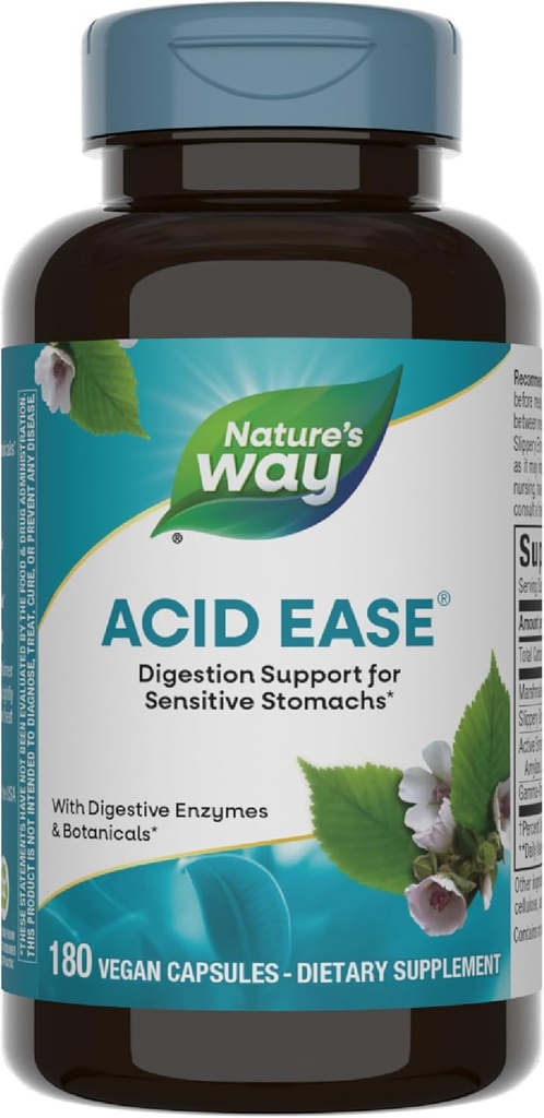 Nature's Way Acid-Ease Digestion Formula, Digestive Support Supplement for Hassas Stomachs*, 180 Vegan Capsules