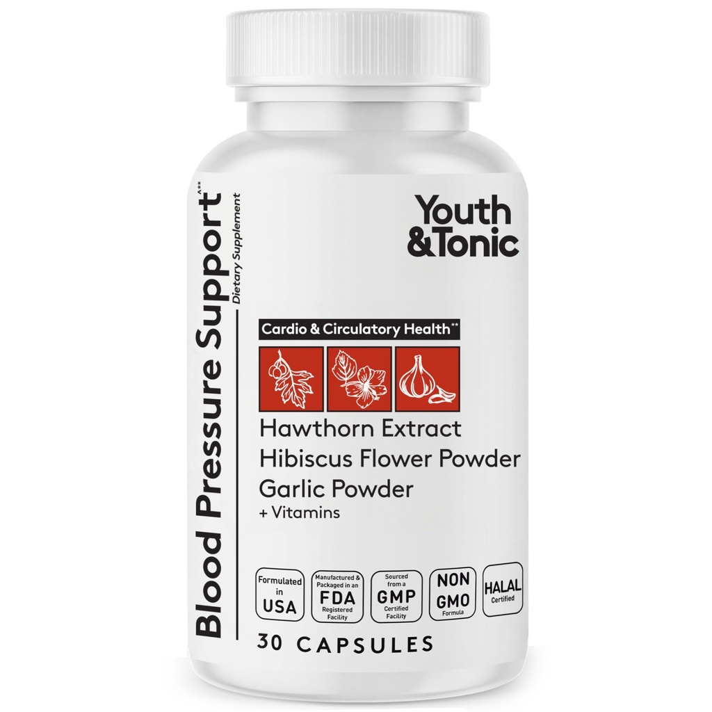 Gençlik ve Tonic Natural Blood Printing Support Supplement w/Hawthorn Hibiscus & High Potency Diuretic Herbs & Vitamins for Water Retention | 30 BP Capsules to maintain a Good Health | Women & Men