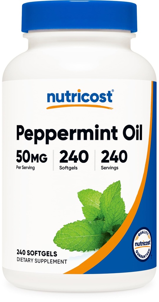 Nutricost Peppermint Oil Softgels (240 SFG) (50 MG) - Gluten Free, Üçüncü Parti Test Edildi ve GMO Free