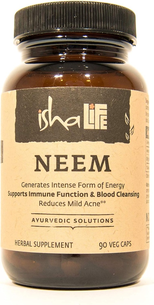 ISHA Organic Neem Supplement — Φυσικό Ayurvedic Herbal Cleaner and Purifier: Ενισχύει την Ανοσία - 90 κάψουλες χορτοφάγων, 900 mg το καθένα