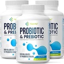 Kadınlar ve Erkekler için probiyotikler, 12 Strains + Organik Prebiyotikler Daily Digestive için, Immune, Gut, Bloating, Gut Health for Women & Men, Raf Stable - 180 Capsules + Organik Prebiyotikler