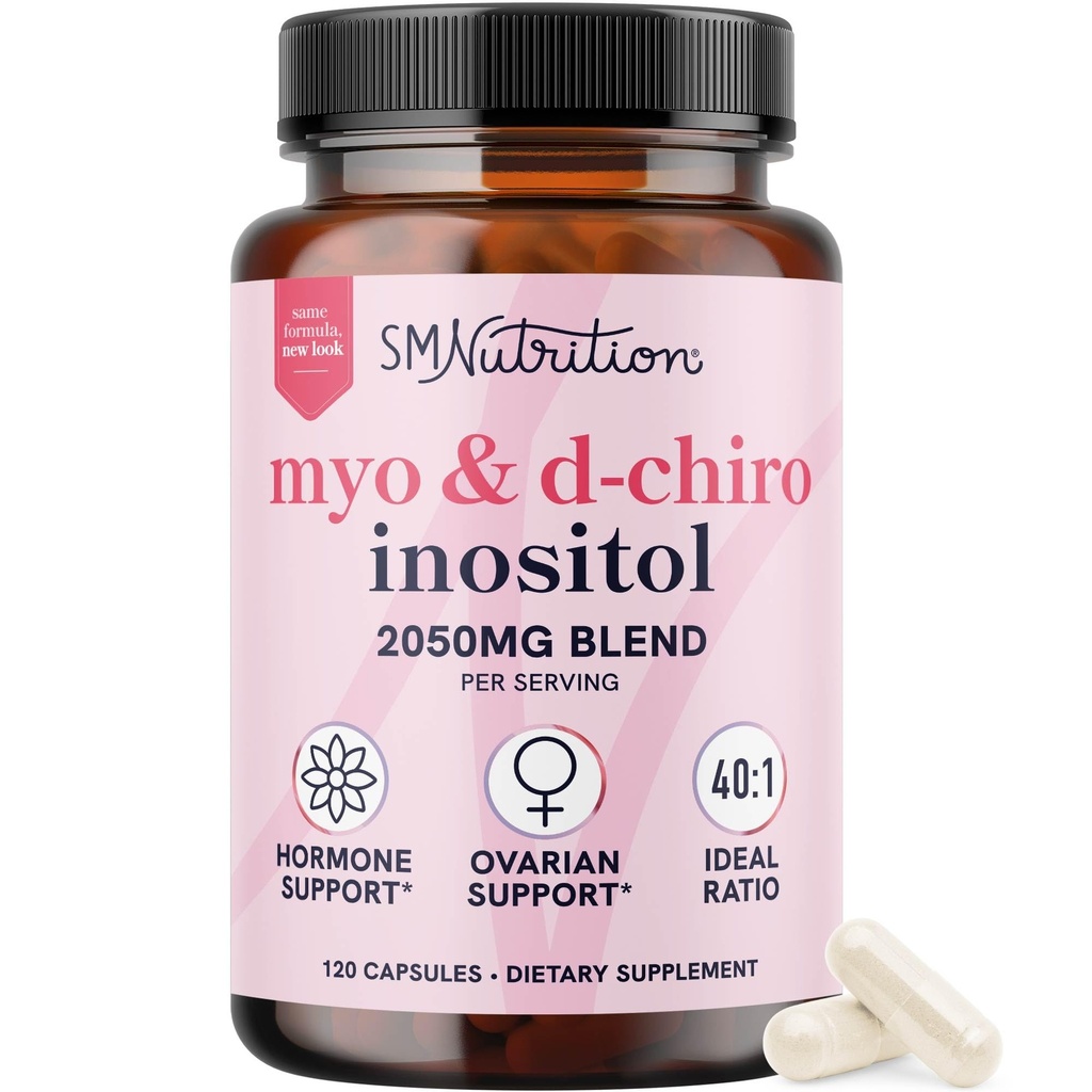 Myo-Inositol & D-Chiro Inositol for Hormon Balance for Women | Fertness, Ovarian Health & Cycle Support | Ideal 40:1 Oran, Myoinositol 2000 mg & D Chiro 50mg | Ovarian Support Vitaminler | 120 Ct.