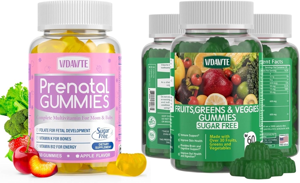 Sugar Free Prenatal Gummies + Sugar-Free Fruit ve Veggie Gummies
