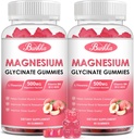 (2 συσκευασία) Γλυκινικό μαγνήσιο Gummys-Magnesium Glycinate 500mg, Συμπλέγματος μαγνησίου συμπλήρωμα με κάλιο, βιταμίνη, B6 για την ηρεμία, Sleep&Stress Relief-Sugar Free, 120 Peach Magnesium Gummies