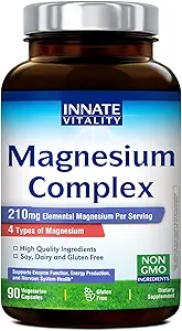 Innate Vitality Magnezyum Kompleksi - Magnezyum Glycinate, Malate, Citrate, Oksit, 4-in-1 Energy, Bones & Nerves, Vegan & No Gluten, 90 Capsules