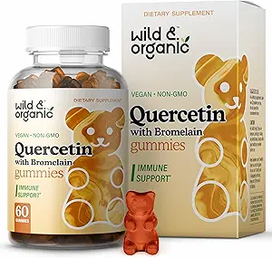 Wild & Organic Quercetin with Bromelain Gummies 800 mg - Vegan Bromelain Supplement for Lung Detox and Immune Support - 60 Non-GMO Quercetin Gummies