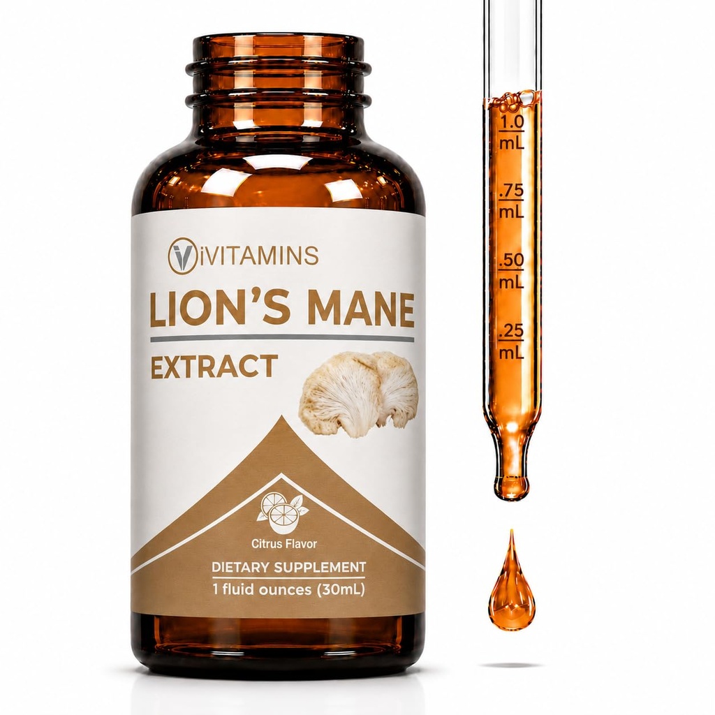 Lions Mane Liquid - Lion's Mane Tincture for Memory, Focus & Clarity - Lions Mane Supplement - Lion Mane Mushroom Supplement - Nootropics Brain Support Supplement - (1 Pack)