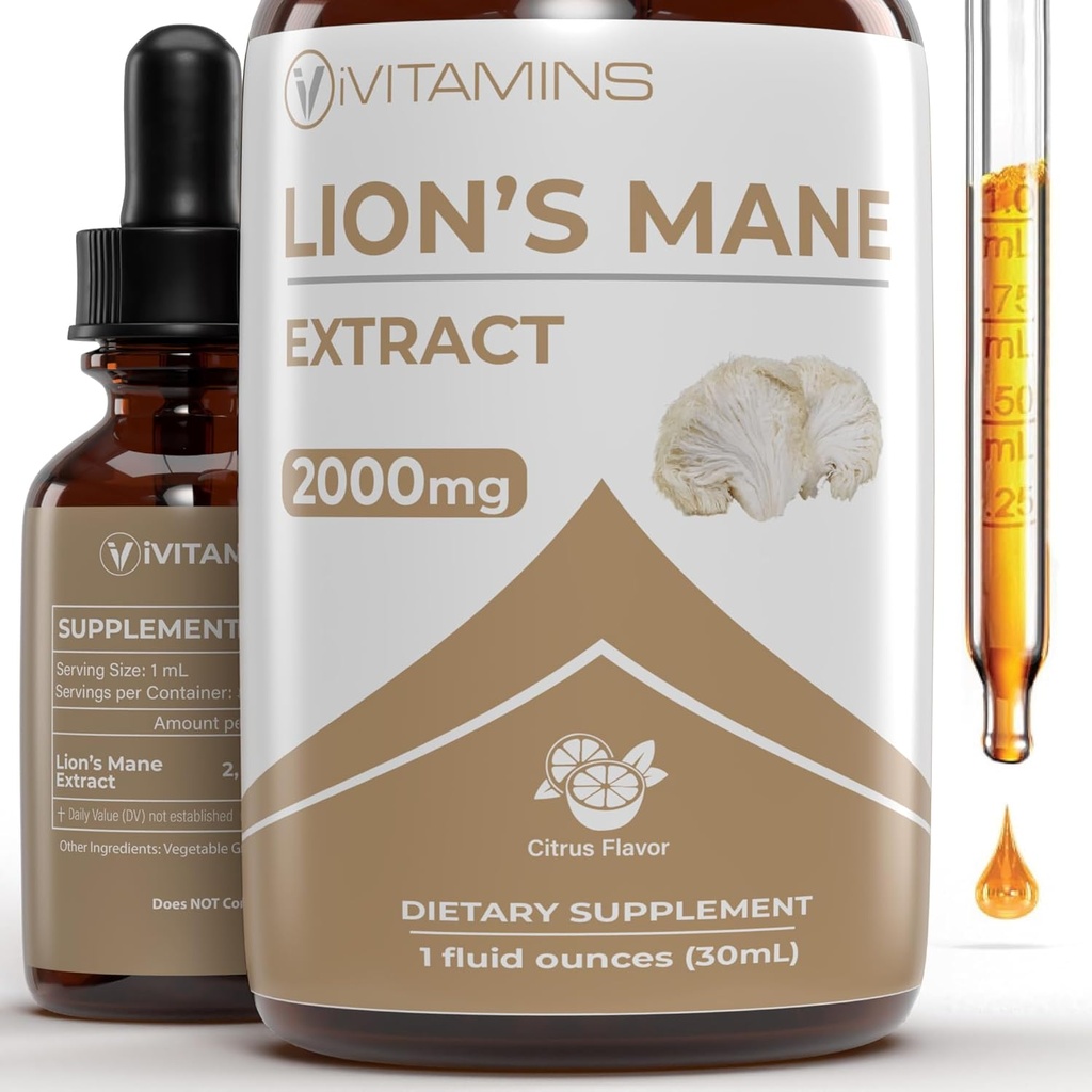 Lions Mane Liquid - Lion’s Mane Tincture for Memory, Focus & Clarity - Lions Mane Supplement - Lion Mane Mushroom Supplement - Nootropics Brain Support Supplement - (1 Pack)