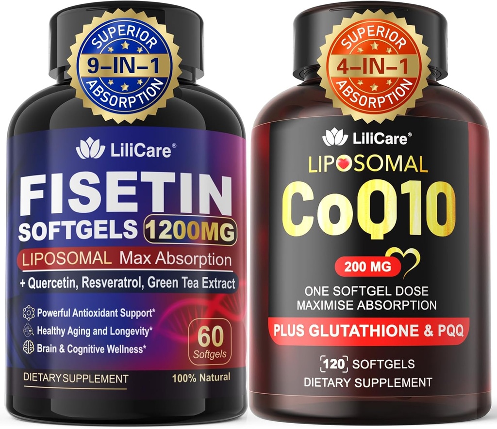 1Pack Liposomal Fisetin Softgels 1200 mg + 1Pack Liposomal CoQ10-200 mg Softgels