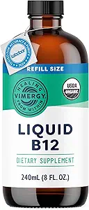 Vimergy Liquid B12 Refill – Fast-Absorbing Brain Support – Energy Support Supplement – USDA sertifikalı Organik, Vegan, Non-GMO – 240 Hizmet (240 mL)