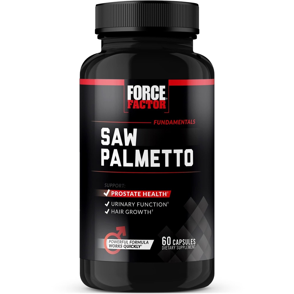 Erkekler için Force Factor Saw Palmetto, Prostate Supplement for Men to Support Urinary Function, Prostate Relief & Hair growth, BioPerine for Superior Abxia, 60 Capsules
