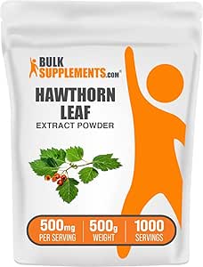 BulkSupplements.com Hawthorn Leaf Extract Powder - Hawthorn Leaf Supplement - Βότανο συμπλήρωμα, Vegan & Gluten Free, 500mg ανά Σερβίρισμα, 500g (1.1 lbs) (Συσκευή των 1)
