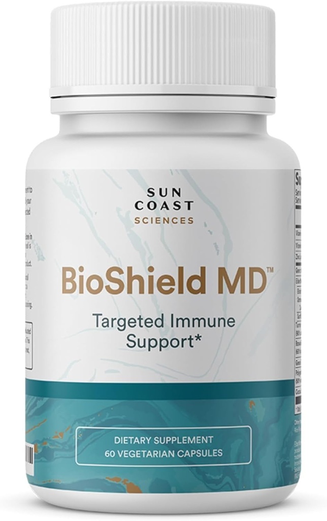 SUN COAST SCIENCES BioShield MD, Premium Immunity Support with Vitamin C, Vitamin D, çinko, Focus, Clarity, Joints Health and Muscle Recovery (60 Capsules)