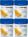 Ασημί Lozenges με Βιταμίνη C - Premium Nano Silver 60 PPM Κολλοειδές Ασημί, Βιολογικό Μέλι και Βιταμίνη C Ορυκτό συμπλήρωμα σταγόνες για την υποστήριξη του ανοσοποιητικού συστήματος, Βήχας & Λαρύγγι - Συσκευασία των 4