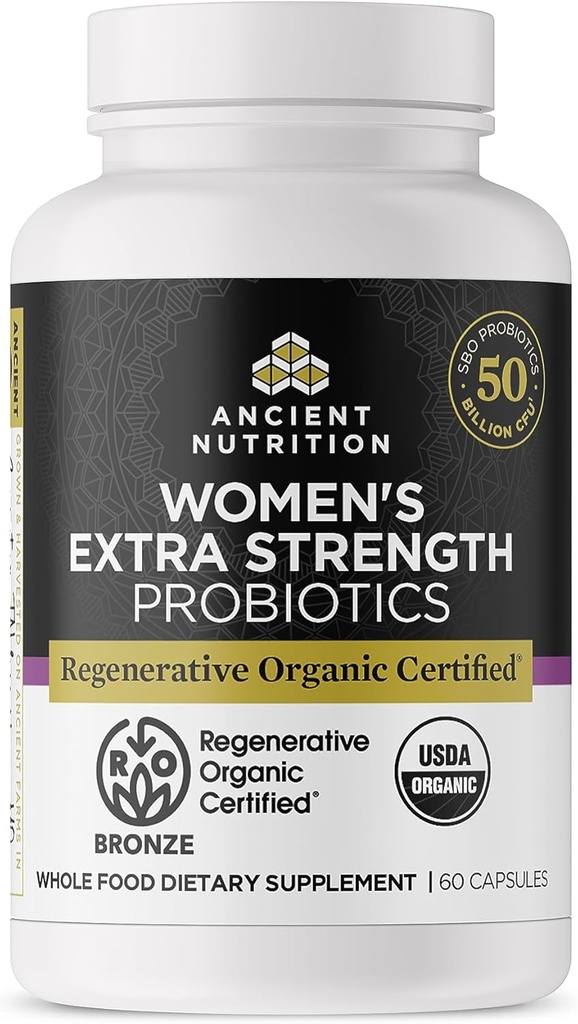 Eski Beslenme Rejeneratif Organik Kadınlar için Probiyotikler, Probiyotikler Kadın Ekstra Güçlü, Sağlıklı Digestion ve Immune System Function Support, 25 Milyar CFUs* Per Service, 60 Count