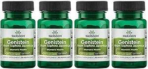 Swanson χωρίς σόγια Genistein - Φυσικό συμπλήρωμα με βάση το φυτό για τις γυναίκες - Άνεση & Ισορροπία - (60 κάψουλες λαχανικών, 125mg το καθένα) 4 Συσκευασία