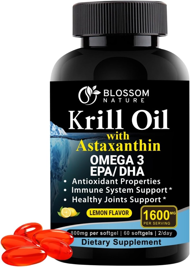Antarktika Krill Oil Softgels-pres Ortak, Kalp, Skin & Brain Health-60 Lemon-Flavored Softgels