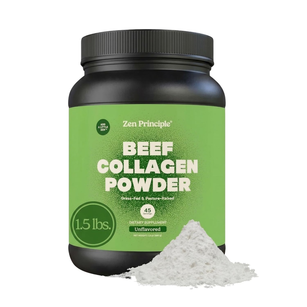 Zen Principles Grass-Fed Agglomerated Hydrolyzed Collagen. 1.5 lb. Anti-Aging Protein Tozu Sağlıklı Saç, Cilt, Ortaklar. Paleo Friendly, GMO ve Gluten Free, Pasture-Raized Bovine.