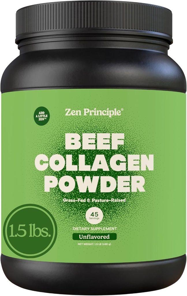 Zen Principles Grass-Fed Agglomerated Hydrolyzed Collagen. 1.5 lb. Anti-Aging Protein Tozu Sağlıklı Saç, Cilt, Ortaklar. Paleo Friendly, GMO ve Gluten Free, Pasture-Raized Bovine.