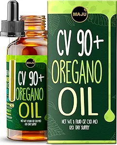 Maju Superfoods Ρίγανη σταγόνες πετρελαίου, ισχυρό 90%+ Carvacrol (1 fl Oz) Άγριο αιθέριο έλαιο Μεσογείου από Ρίγανο υγρό, Aceite de Oregano, ανοσοποιητικό και εποχιακή υποστήριξη