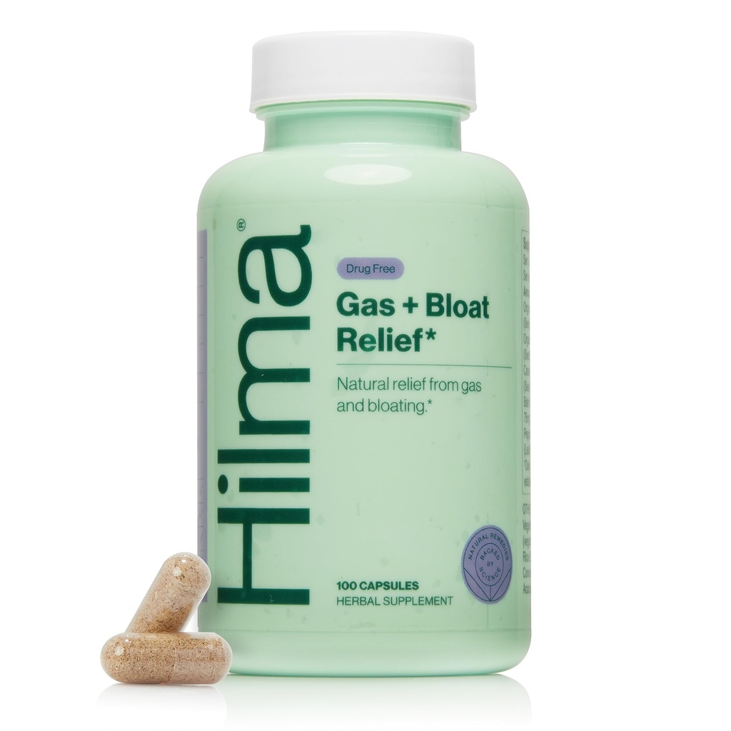 Hilma Natural Gas ve Bloating Relief with Lemon Balm, Fennel & Peppermint Leaf, Doktor Organik Malzemeler ile Formüle edildi, 100 Vegan Capsules