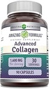 Amazing Formulas Advanced Collagen Supplement | Collagen Type I, II & III with Vitamin C & Hyaluronic | 1600 Mg Per | 90 Capsules | Non-GMO | Gluten-Free | Made in USA