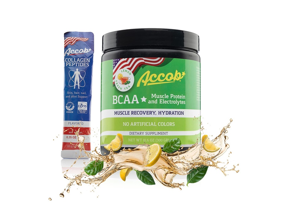 BCAA Toz Lemon Green Tea-Pre or Post Workout,Muscle Recovery Drink with Platinum Acids + Electrolytes,7,2g BCCAs for Men and Women-30 Services +10g of Collagen,