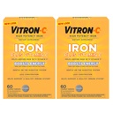 Vitron-C Iron Supplement, Once Daily, High Potency Iron Plus C, Support Red Blood Cell Production, Dye Free Tablets, 60 Count, 2 Pack