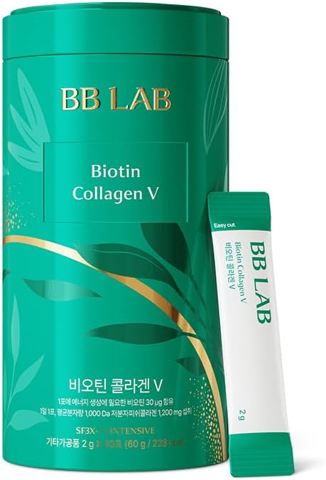 BB LAB Powder Collagen, SF3X-7 Intensive Series, Made in Korea, 30 Sticks (Biotin Collagen V), Green