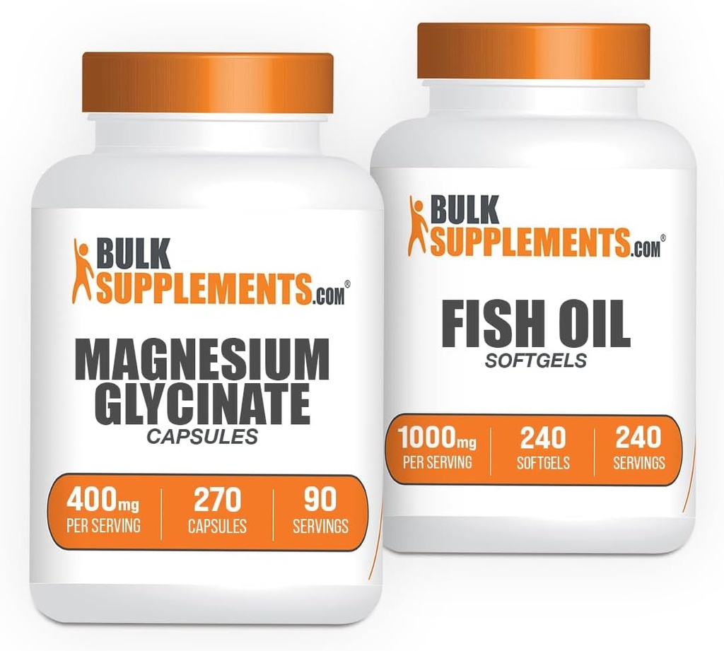 Magnezyum Glycinate Capsules 240ct + Fish Oil Softgels 240ct Log