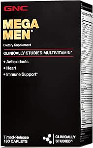 GNC Mega Erkekler Multivitamin, Kalp Sağlığı ve Immune Desteği, 180 Kont