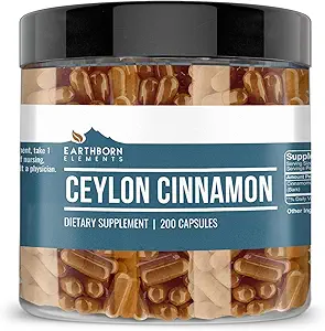 Earthborn Elements Ceylon Cinnamon 200 Capsules, Pure & Undiled, No Wordss