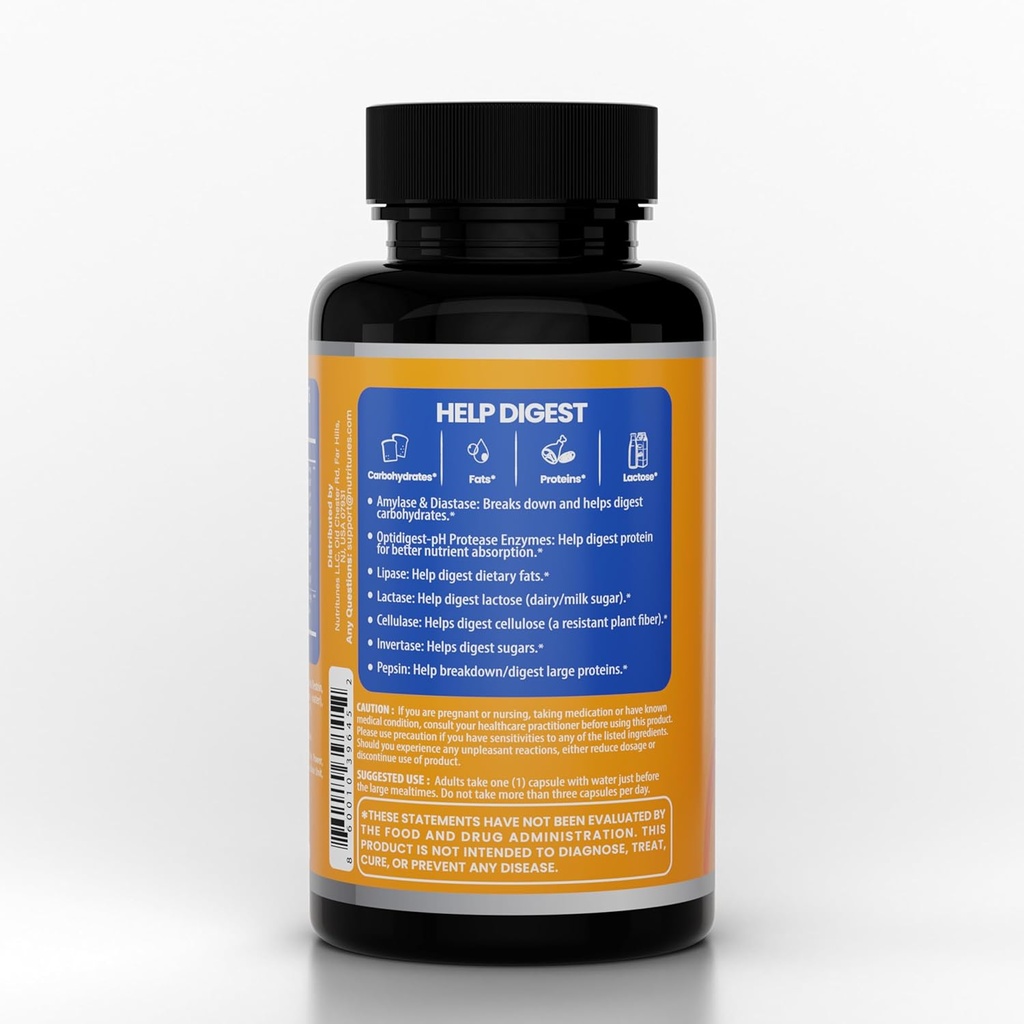 All-in-One Multi Enzyme Digestive Enzymes Supplement – Easy Breaks Down Carbs, Fats, Proteinler ve Süt - Sağlıklı Digestion, Bloating Relief & Gut Comfort – Vegan, 60-Day Supply