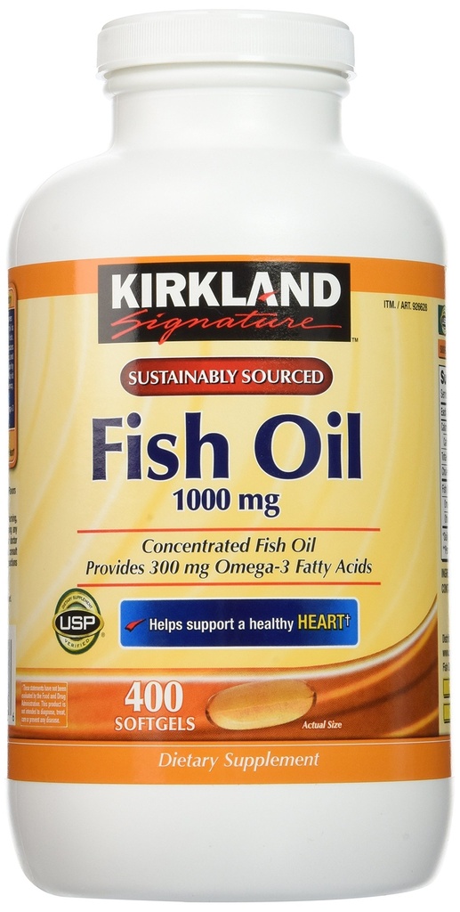 Kirkland Doğal Balık Yağı Omega-3 Fatty Asits ile Yoğundur - 400 Softgels (Pack of 2)