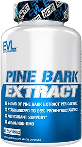 Evlution Beslenme Pine Bark Ekstraksiyon - Antioksi Desteği - 240 mg Pine Bark Ekstraksiyon Per Capsule - 95 Proanthocyanidins - Vegan & Non-GMO - Diyetsel Supplement - 90 Hizmet - 90 Veggie Capsules