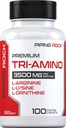 Piping Rock Tri replica Supplement | 100 Caplets | Kompleks with L-Arginine, L-Ornithine, L-Lysine | Vegetarian, Non-GMO, Gluten Free