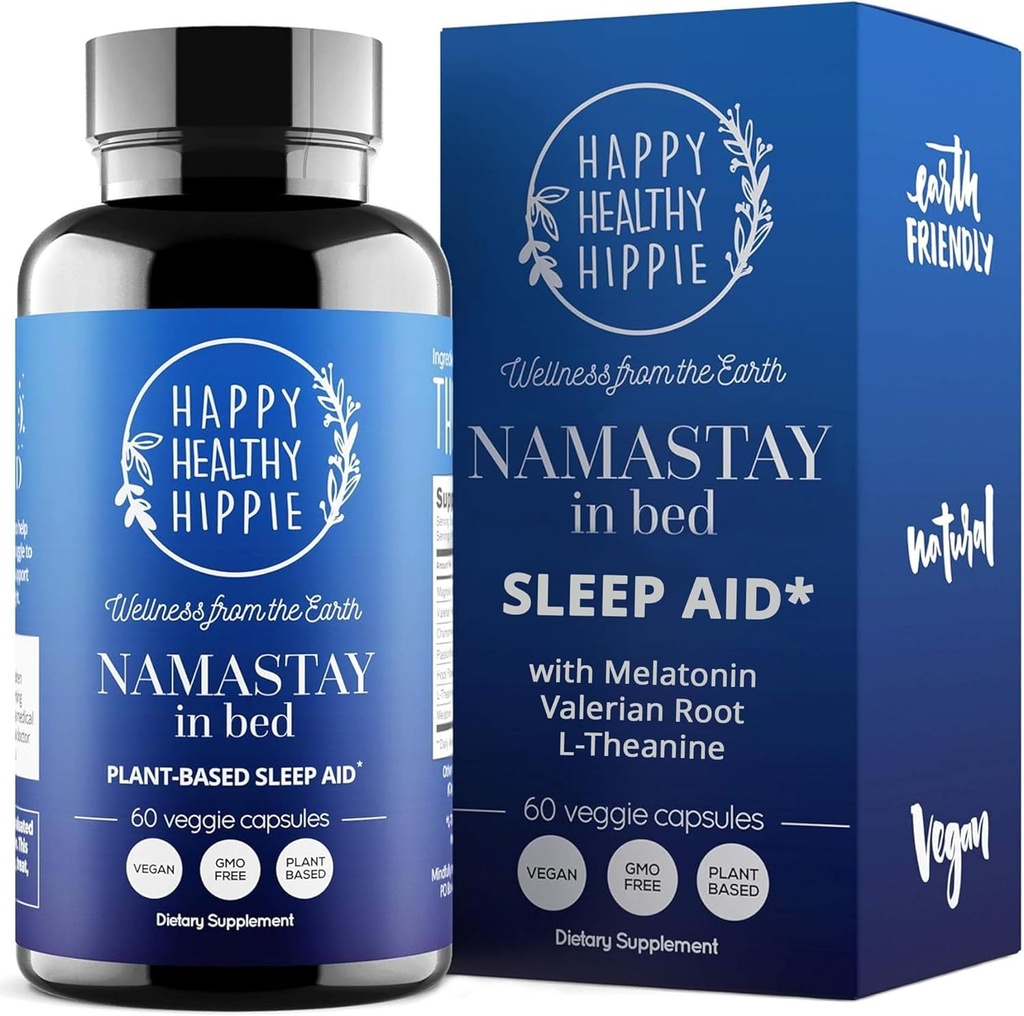 Yetişkinler için Doğal Uyku Yardımı w/Low Dose Melatonin 0,5 mg - Valerian Root + Magnezyum Glycinate + L-Theanine Supplement, Chamomile | No Morning Grogginess| Non-Habit Form | Plant-Based Pills, 60 Ct