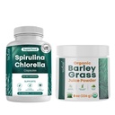 Teaveli Spirulina ve Chlorella Capsules ve Orgaic Barley Grass Juice