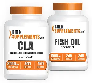 BulkSupplements CLA 2000 mg Softgels + Fish Oil 1000mg Softgels