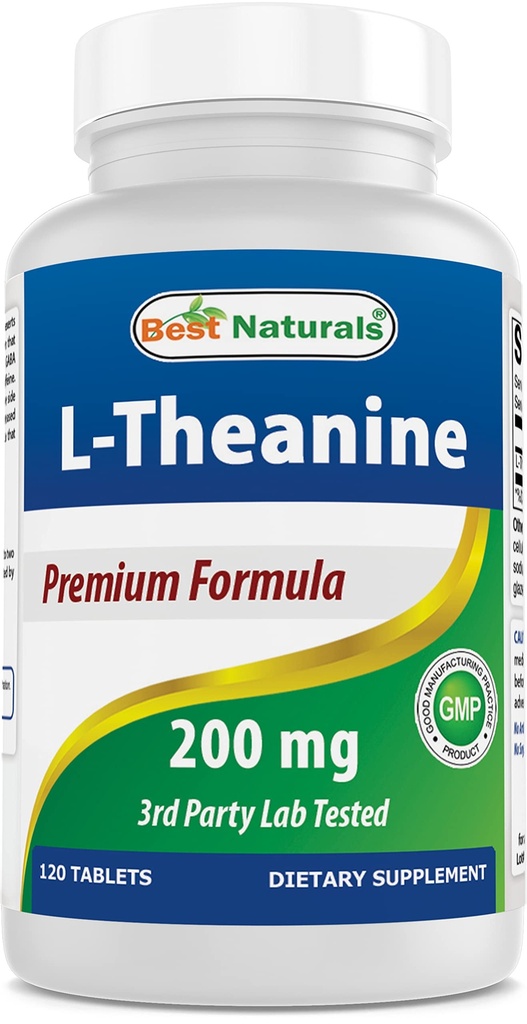 En İyi Doğal L-Theanine 200 mg per Tablet (400 mg başına 2 Tablet) - Drowsiness olmadan Rahatlama - 120 Vegetarian Tabletler - (120)