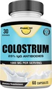 Colostrum Capsules 1000mg Per Serving - US Sourced, 25% Immunoglobulin for Immune Support & Gut Health, 60 Capsules, 30 Servings