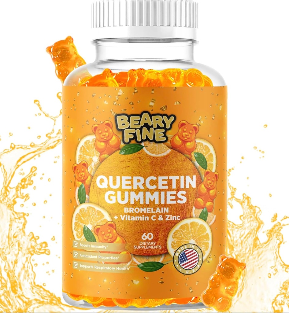 Bromelain Gummies ile Quercetin - C + çinko & Vitamin D3 - Ekstra Güçlü Immune Support ATM - 60 Quercetin Gummies - ABD'de Made in the USA